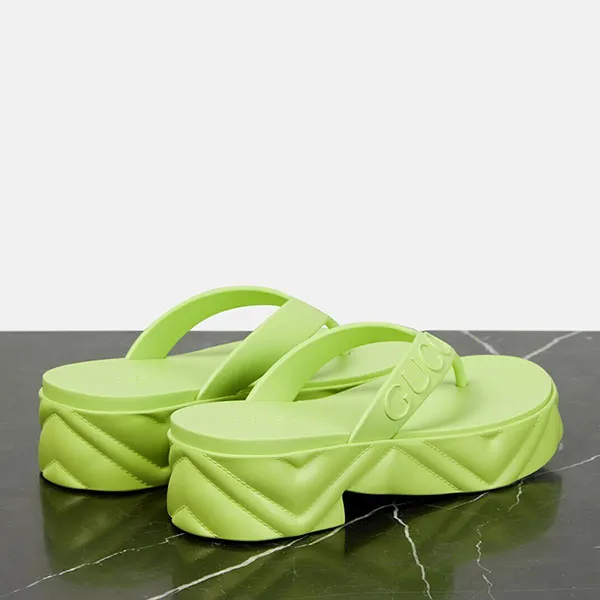 Dép Xỏ Ngón Nữ Gucci Logo Embossed Rubber Slides Màu Xanh Lá Size 35 - Dép - Vua Hàng Hiệu