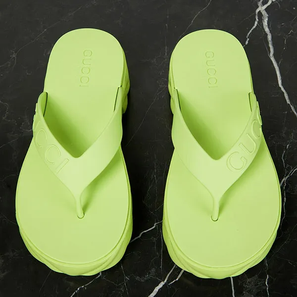 Dép Xỏ Ngón Nữ Gucci Logo Embossed Rubber Slides Màu Xanh Lá Size 35 - Dép - Vua Hàng Hiệu