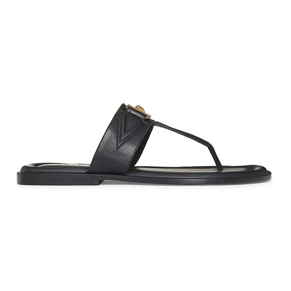 Dép Xỏ Ngón Versace Biggie Medusa Flip Flop In Black Gold 1008314 Màu Đen Size 40