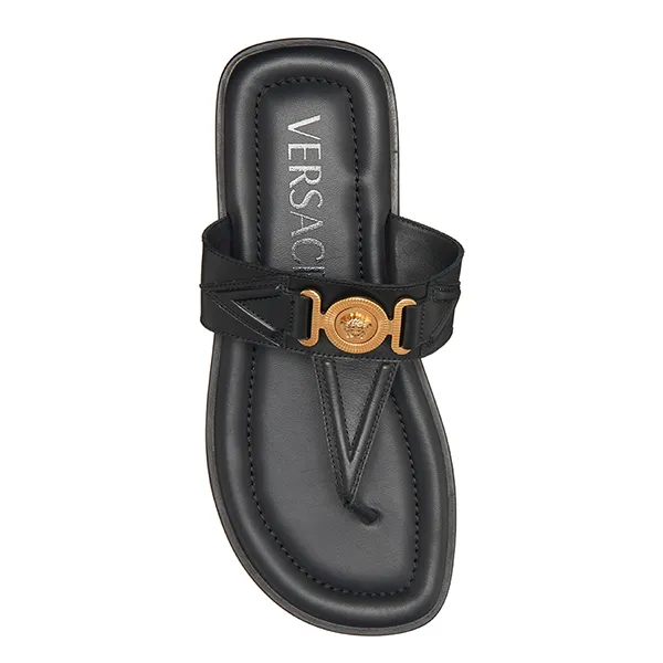 Dép Xỏ Ngón Versace Biggie Medusa Flip Flop In Black Gold 1008314 Màu Đen Size 40
