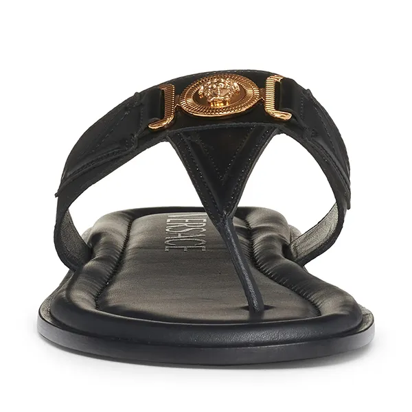 Dép Xỏ Ngón Versace Biggie Medusa Flip Flop In Black Gold 1008314 Màu Đen Size 40