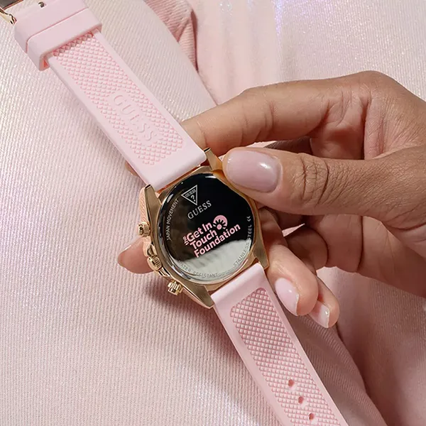 Đồng Hồ Nữ Guess GW0032L4 Đính Đá Đa Sắc Rose Gold 6 Kim 38mm Màu Hồng