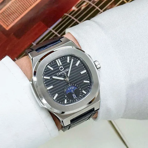 Đồng Hồ Nam Carnival Black Dial Watch 8110G1-VT-DD-D Màu Bạc Đen