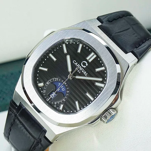 Đồng Hồ Nam Carnival Black Dial Watch 8110G1-VT-DD-D Màu Bạc Đen