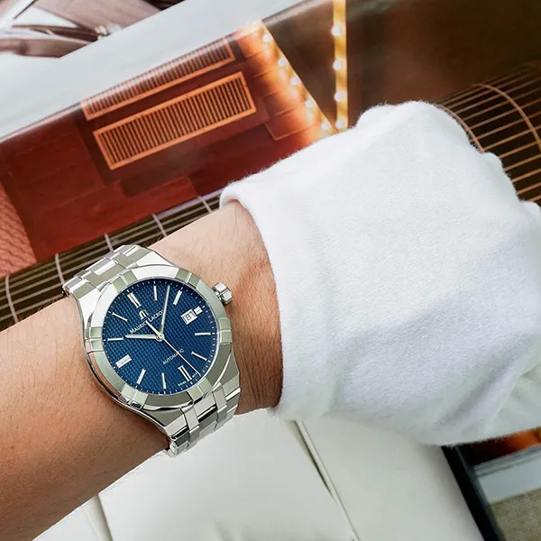 Đồng Hồ Maurice Lacroix Aikon AI6008-SS002-430-2 Màu Bạc Xanh (2 Dây)
