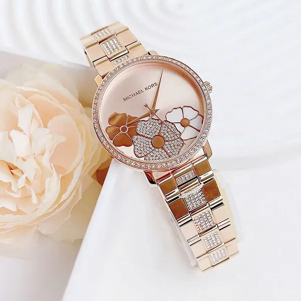Đồng Hồ Nữ Michael Kors Quartz Jaryn Pavé MK3865 Màu Vàng Hồng