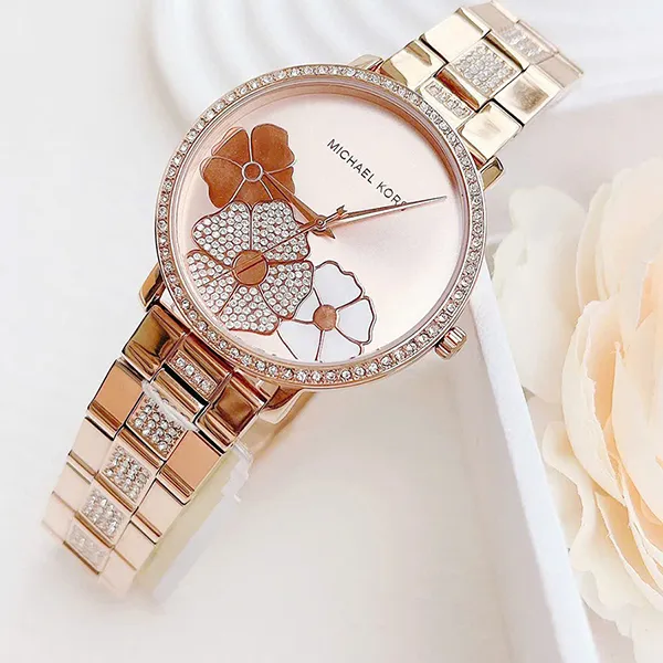 Đồng Hồ Nữ Michael Kors Quartz Jaryn Pavé MK3865 Màu Vàng Hồng