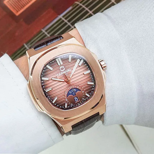 Đồng Hồ Nam Carnival Automatic 8110G1-VH-DD-N Màu Nâu Vàng Hồng