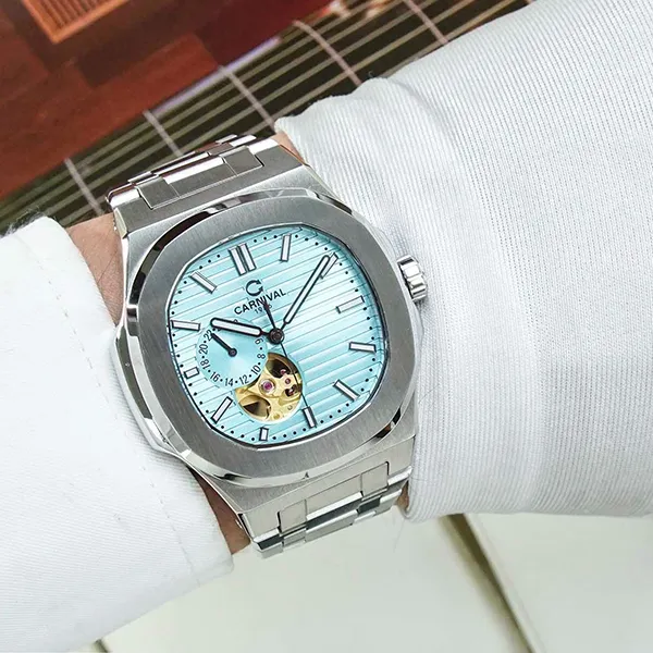 Đồng Hồ Nam Carnival Automatic 8159G-VT-XD Màu Bạc Xanh