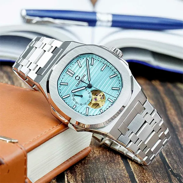 Đồng Hồ Nam Carnival Automatic 8159G-VT-XD Màu Bạc Xanh