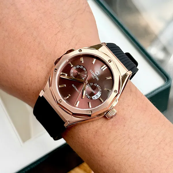 Đồng Hồ Nam Carnival Automatic 8188G-VT-DCS-N (8188G) Màu Nâu - Vàng Hồng - Đồng hồ - Vua Hàng Hiệu