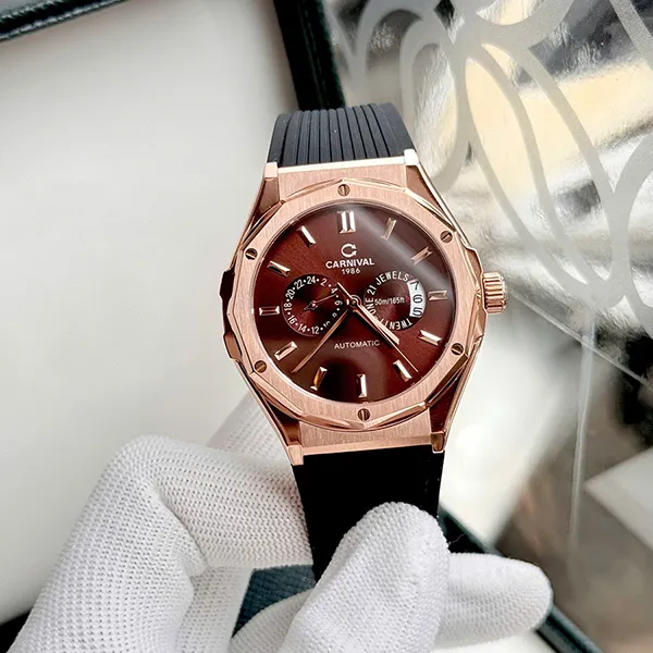 Đồng Hồ Nam Carnival Automatic 8188G-VT-DCS-N (8188G) Màu Nâu - Vàng Hồng - Đồng hồ - Vua Hàng Hiệu
