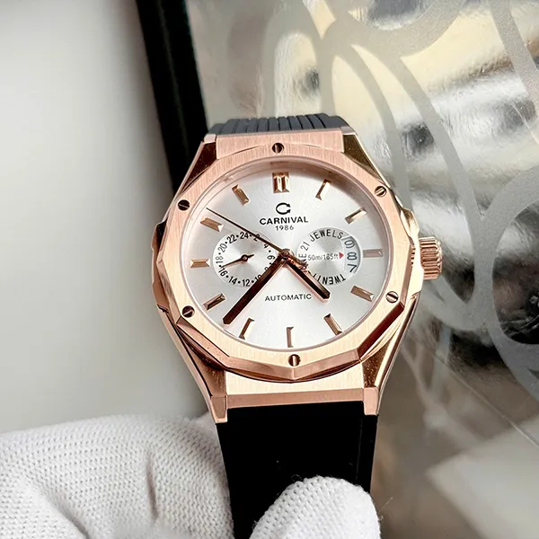 Đồng Hồ Nam Carnival Automatic 8188G-VT-DCS-T (8188G) Màu Trắng - Vàng Hồng - Đồng hồ - Vua Hàng Hiệu