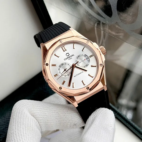 Đồng Hồ Nam Carnival Automatic 8188G-VT-DCS-T (8188G) Màu Trắng - Vàng Hồng - Đồng hồ - Vua Hàng Hiệu