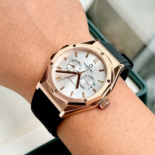 Đồng Hồ Nam Carnival Automatic 8188G-VT-DCS-T (8188G) Màu Trắng - Vàng Hồng - Đồng hồ - Vua Hàng Hiệu