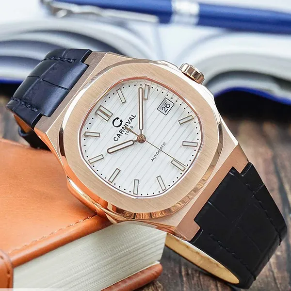 Đồng Hồ Nam Carnival Automatic Watch 8108G1-VH-DD-T Màu Đen/Trắng