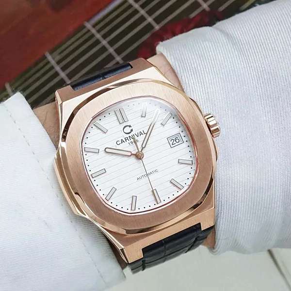 Đồng Hồ Nam Carnival Automatic Watch 8108G1-VH-DD-T Màu Đen/Trắng