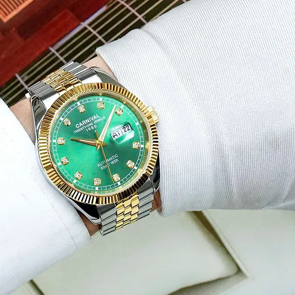 Đồng Hồ Nam Carnival Automatic Watch 8131G-CV-XL Màu Bạc/Xanh Lá