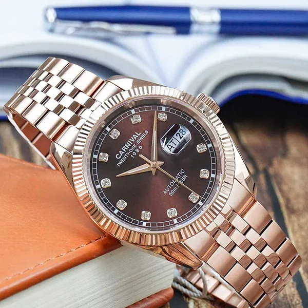 Đồng Hồ Nam Carnival Automatic Watch 8131G-VH-N Màu Vàng Hồng Nâu