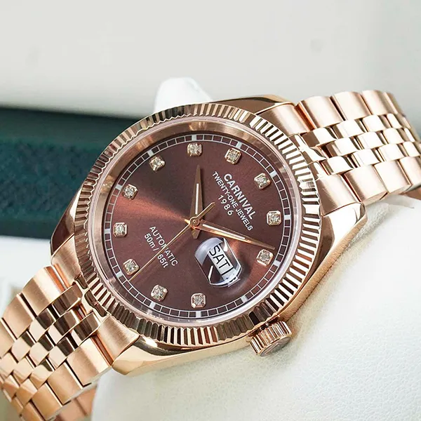 Đồng Hồ Nam Carnival Automatic Watch 8131G-VH-N Màu Vàng Hồng Nâu