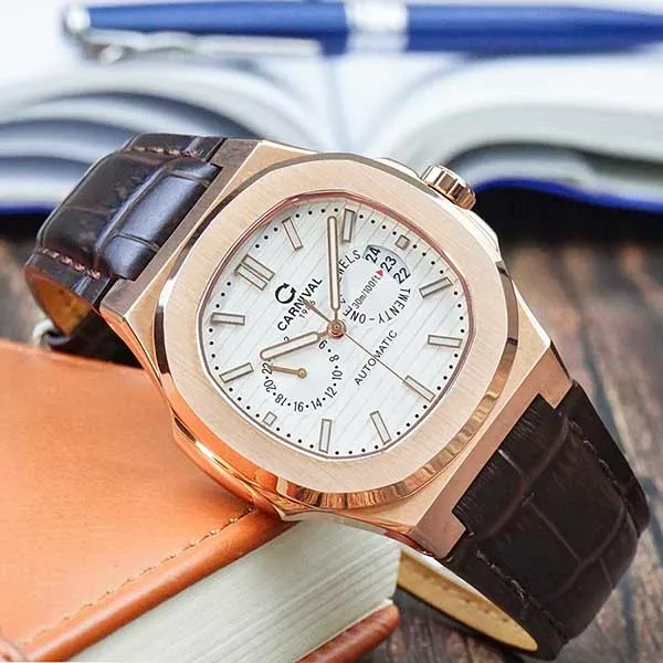 Đồng Hồ Nam Carnival Automatic Watch 8158G-VH-DD-T Màu Nâu/Trắng