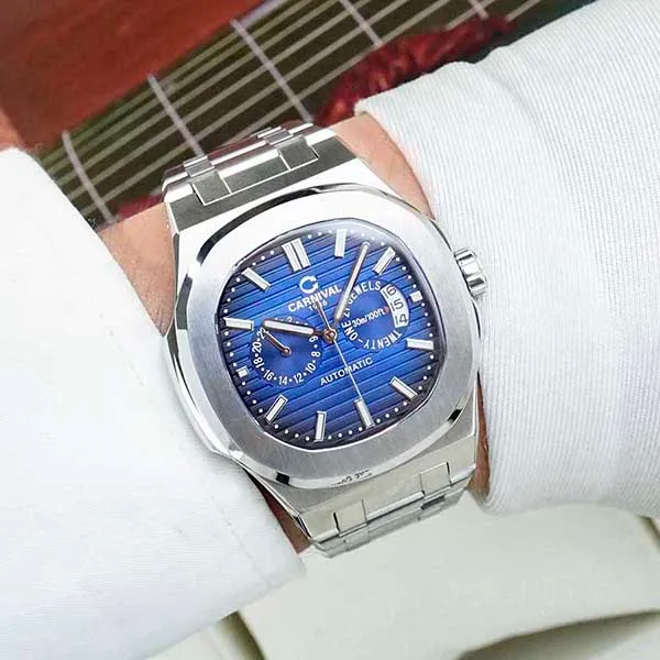 Đồng Hồ Nam Carnival Automatic Watch 8158G-VT-X Màu Bạc/Xanh