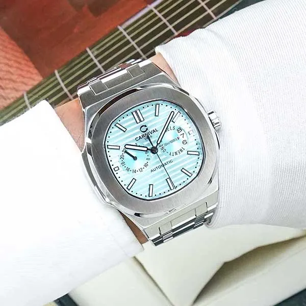 Đồng Hồ Nam Carnival Automatic Watch 8158G-VT-XD Màu Bạc/Xanh Ngọc