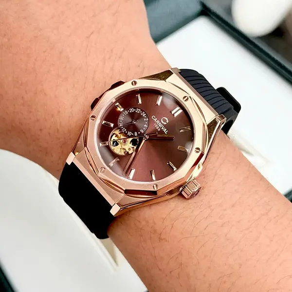 Đồng Hồ Nam Carnival Automatic Watch 8189G-VH-DCS-N Màu Đen/Nâu - Đồng hồ - Vua Hàng Hiệu