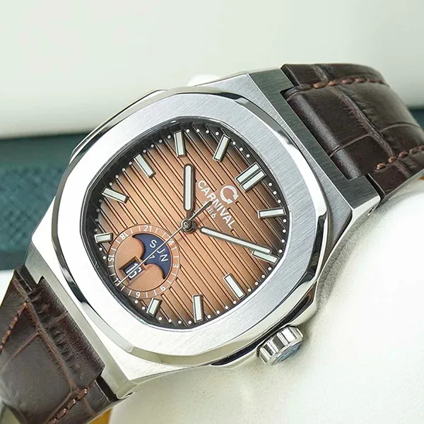 Đồng Hồ Nam Carnival Brown Dial Watch 8110G1-VT-DD-N Màu Nâu Bạc