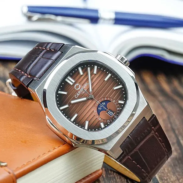 Đồng Hồ Nam Carnival Brown Dial Watch 8110G1-VT-DD-N Màu Nâu Bạc