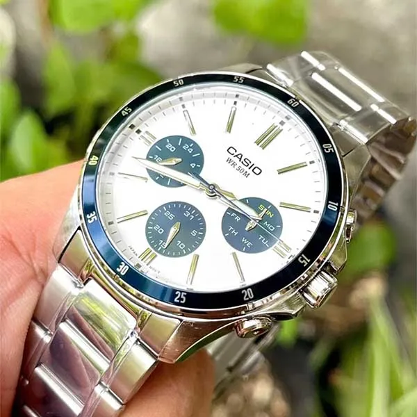 Đồng Hồ Nam Casio MTP 1374D 7A2VDF Màu Bạc Xanh - Đồng hồ - Vua Hàng Hiệu