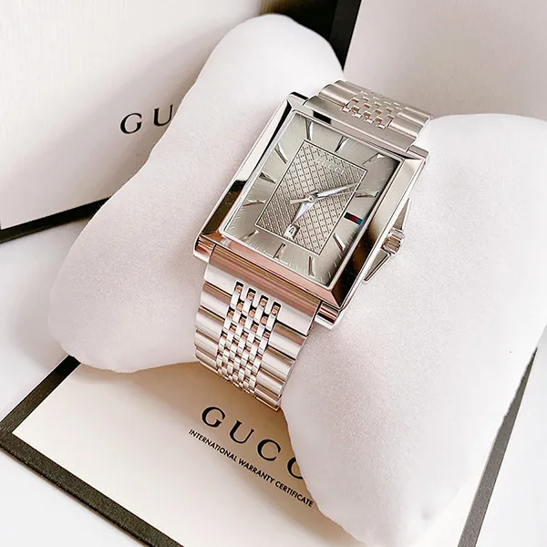 Đồng Hồ Nam Gucci 138 G-Timeless Square Brown Watch YA138402 Màu Bạc - Đồng hồ - Vua Hàng Hiệu