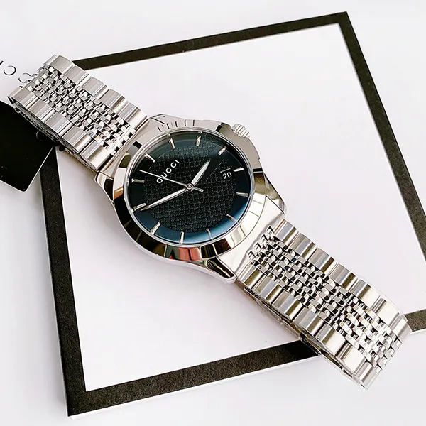 Đồng Hồ Nam Gucci G-Timeless Stainless Steel Watch YA126402 Màu Bạc/Đen