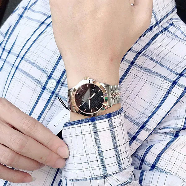 Đồng Hồ Nam Gucci Timeless Red Gold PVD Watch 38mm YA126410 Phối Màu