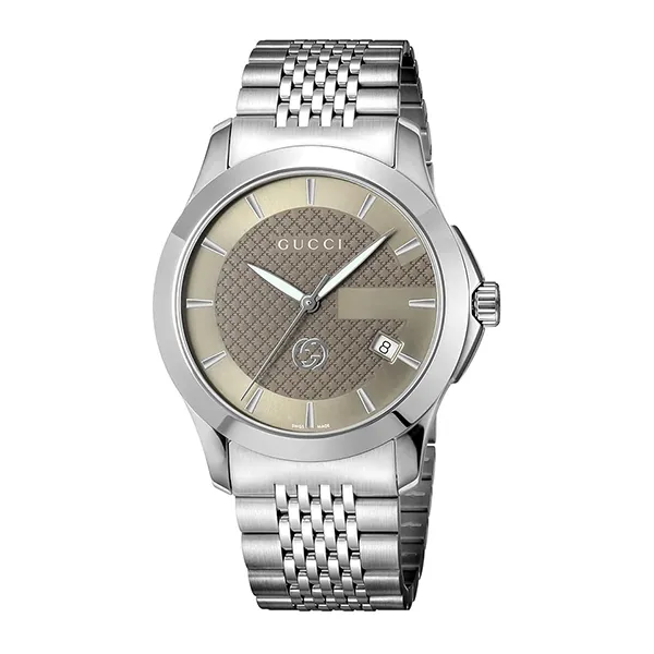 Đồng Hồ Nam Gucci YA1264107 G-Timeless Quartz Brown Dial Stainless Steel YA1264107 Watch Màu Bạc Nâu - Đồng hồ - Vua Hàng Hiệu