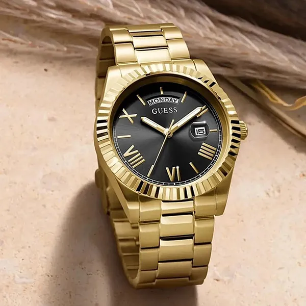 Đồng Hồ Nam Guess Connoisseur Day/Date Watch 42mm GW0265G3 Màu Đen Vàng