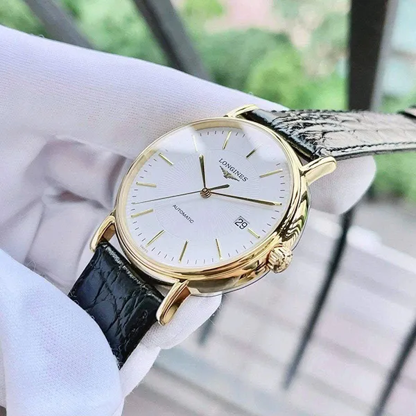 Đồng Hồ Nam Longines Presence Automatic White Dial L4.921.2.18.2 Màu Đen - Vàng - Đồng hồ - Vua Hàng Hiệu