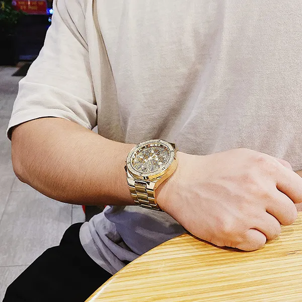 Đồng Hồ Nam Michael Kors MK8990 Lennox Pave Chronograph Watch Watch 45mm Màu Vàng