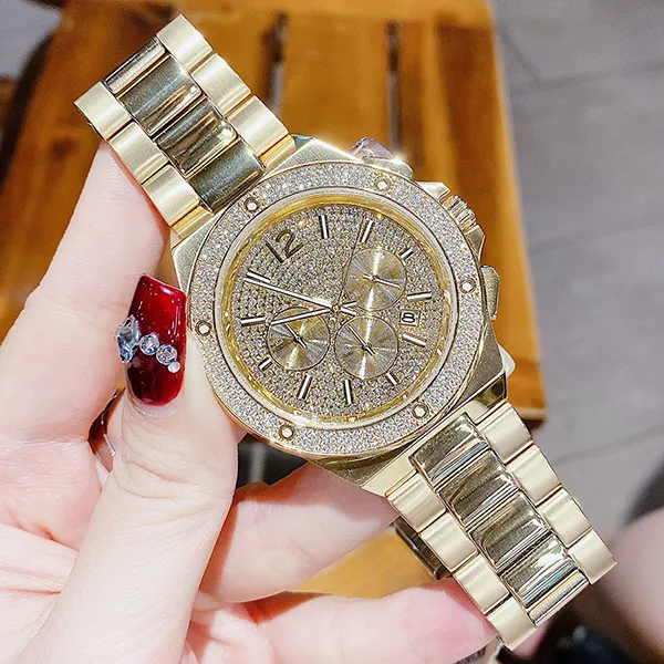 Đồng Hồ Nam Michael Kors MK8990 Lennox Pave Chronograph Watch Watch 45mm Màu Vàng