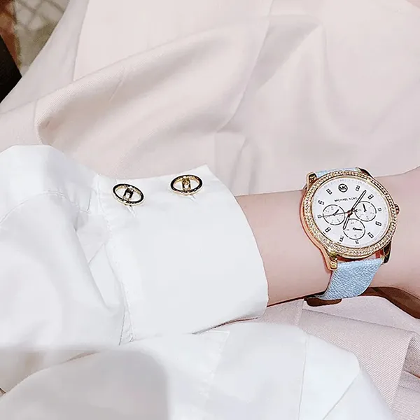Đồng Hồ Nam Michael Kors Tibby Blue Leather Strap Watch MK2965 Màu Xanh