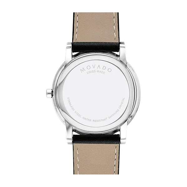 Đồng Hồ Nam Movado Men Blue Analog Leather Watch 607270 Màu Đen Xanh