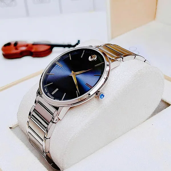 Đồng Hồ Nam Movado Ultra Slim Quartz 0607168 Watch Màu Xanh Bạc