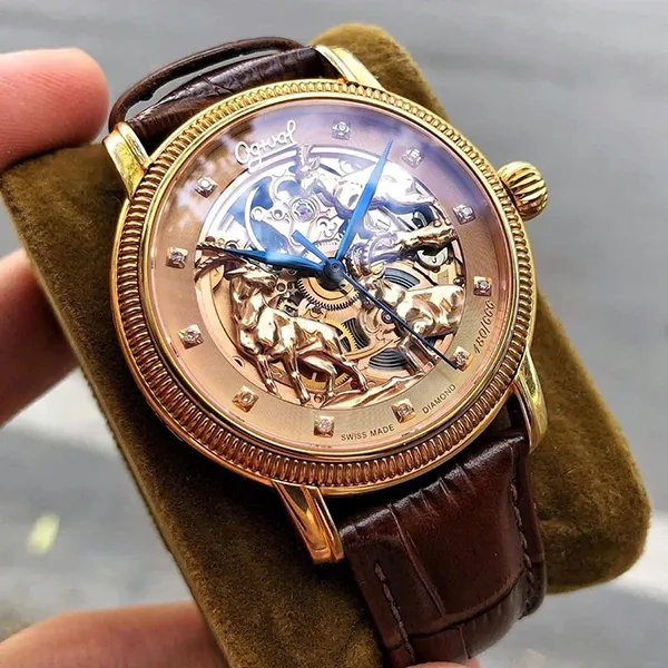 Đồng Hồ Nam Ogival OG358.33AGR-GL Màu Nâu/ Vàng Hồng