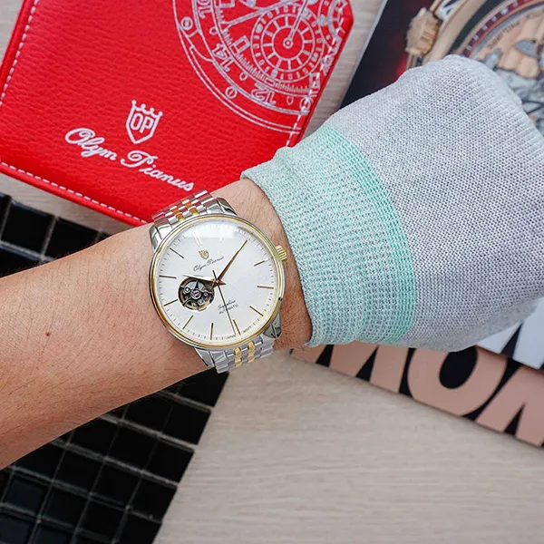 Đồng Hồ Nam Olym Pianus Automatic Watch OP990-388AMSK-T Màu Bạc Phối Vàng