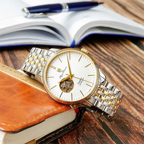 Đồng Hồ Nam Olym Pianus Automatic Watch OP990-388AMSK-T Màu Bạc Phối Vàng