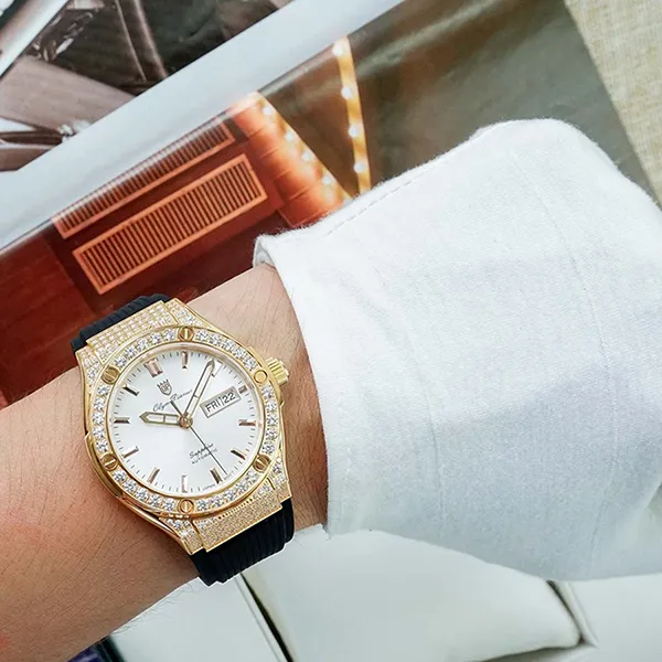 Đồng Hồ Nam Olym Pianus Hublot Diamond OP990-45ADDGR-GL-T Màu Đen - Vàng Hồng - Đồng hồ - Vua Hàng Hiệu