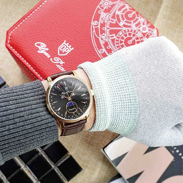 Đồng Hồ Nam Olym Pianus Moonphase OP5738-80MR-GL-D Màu Nâu Vàng - Đồng hồ - Vua Hàng Hiệu
