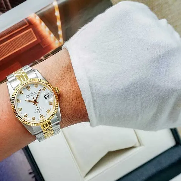 Đồng Hồ Nam Olym Pianus Oyster OP89322AMSK-T Màu Bạc - Vàng