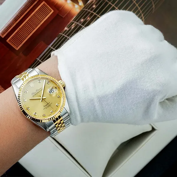 Đồng Hồ Nam Olym Pianus Oyster Watch OP89322AGSK-V Màu Bạc Phối Vàng