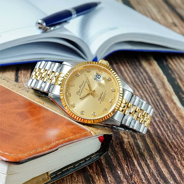 Đồng Hồ Nam Olym Pianus Oyster Watch OP89322AGSK-V Màu Bạc Phối Vàng